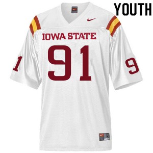 Youth Iowa State #91 Blake Peterson White Football Jerseys 441449-822