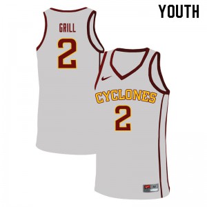 Youth Cyclones #2 Caleb Grill White Embroidery Jerseys 435270-973