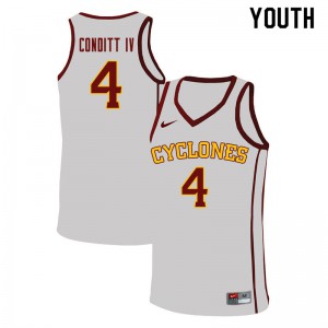 Youth Iowa State #4 George Conditt IV White Embroidery Jerseys 450548-497