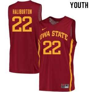 Youth Iowa State #22 Tyrese Haliburton Cardinal Stitch Jersey 580656-638