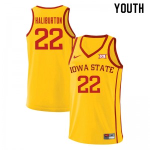 Youth Iowa State #22 Tyrese Haliburton Yellow Stitch Jerseys 404446-786