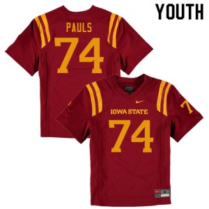 Youth Iowa State #74 Hayden Pauls Cardinal Stitch Jerseys 901442-847