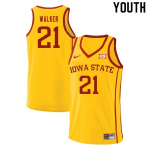 Youth Iowa State University #21 Jaden Walker Yellow Player Jersey 148197-330