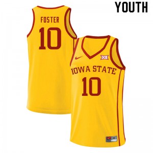 Youth Iowa State Cyclones #10 Xavier Foster Yellow Official Jersey 527840-324