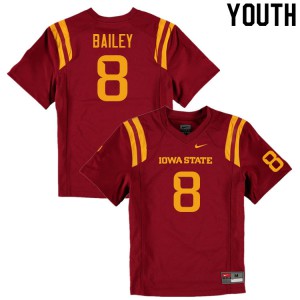 Youth Iowa State Cyclones #8 Cordarrius Bailey Cardinal Embroidery Jersey 301373-995