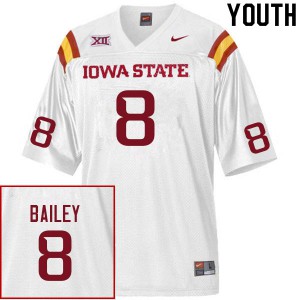 Youth Iowa State University #8 Cordarrius Bailey White Embroidery Jerseys 823045-495