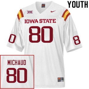 Youth Iowa State Cyclones #80 Tristan Michaud White Official Jerseys 884717-763