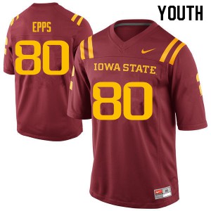 Youth Iowa State University #80 Carson Epps Cardinal Stitched Jerseys 586221-710