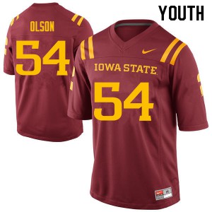 Youth Iowa State University #54 Collin Olson Cardinal Football Jerseys 659330-441