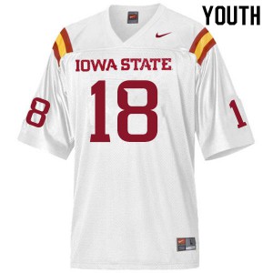 Youth Iowa State #18 Devin Larsen White Stitched Jerseys 404310-868