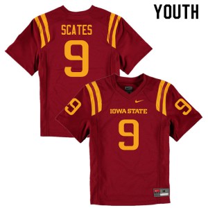 Youth Iowa State University #9 Joe Scates Cardinal Embroidery Jerseys 421470-452