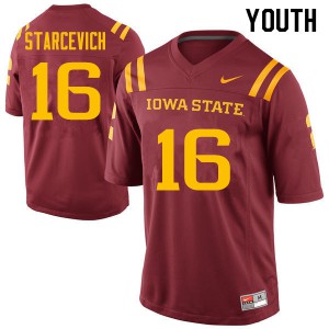 Youth Iowa State #16 Kyle Starcevich Cardinal Official Jerseys 573686-909
