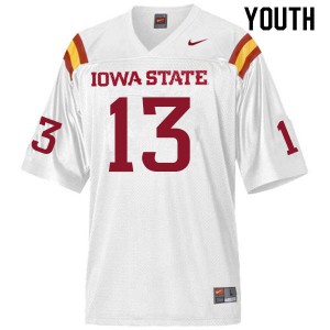 Youth Iowa State Cyclones #13 Leonard Glass White Embroidery Jersey 249110-316